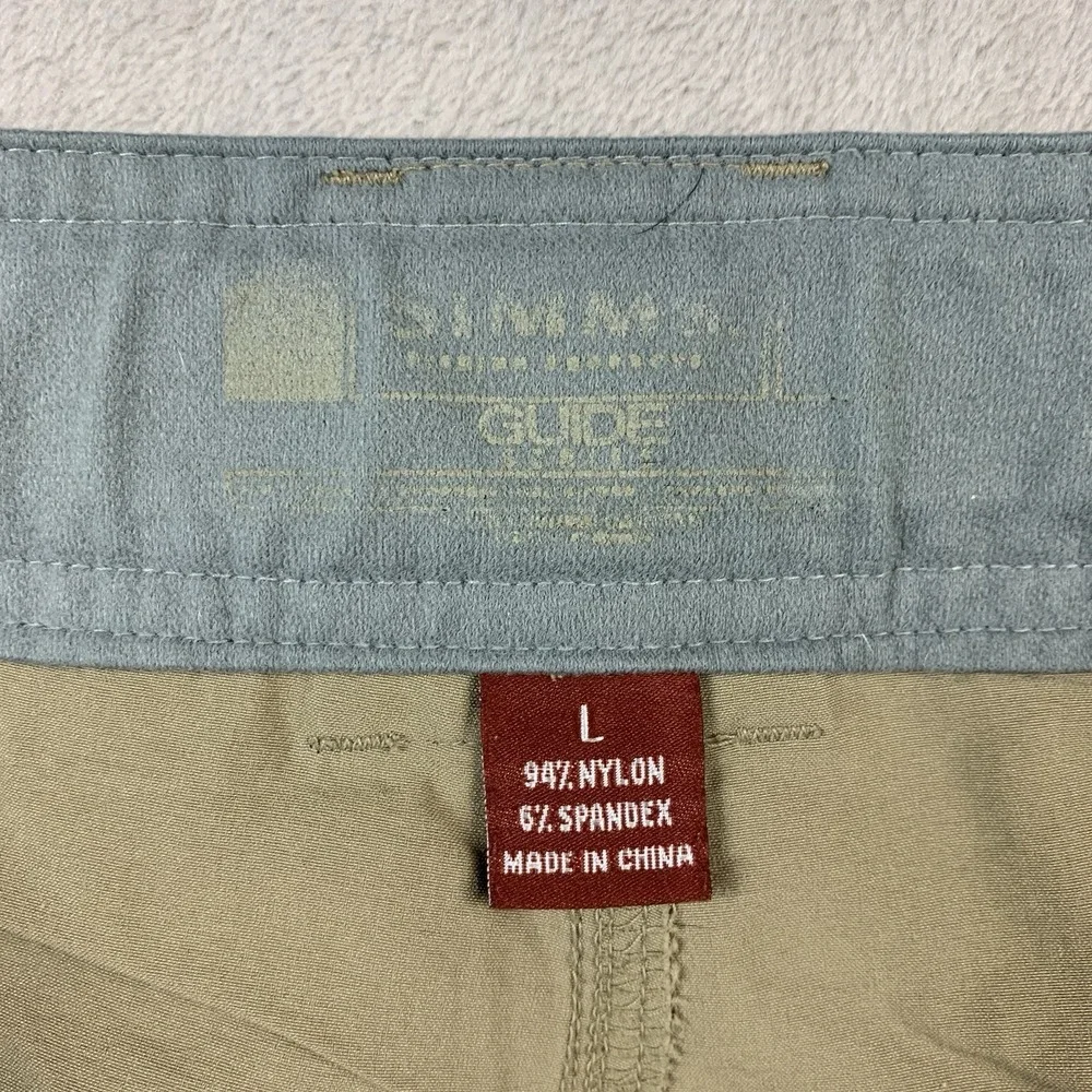 Simms Fishing Shorts Large Khaki Lightweight Flex Waist Outdoor Busted Zippers*